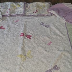 Childrens butterfly and dragonfly bedding set.